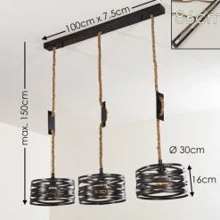 Suspension Macatawa Brun, Noir, 3 lumières