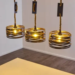 Suspension Macatawa Brun, Noir, 3 lumières