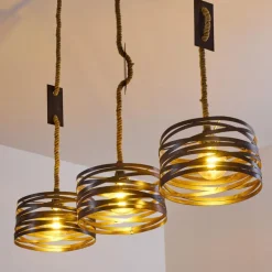 Suspension Macatawa Brun, Noir, 3 lumières