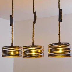 Suspension Macatawa Brun, Noir, 3 lumières