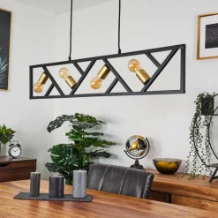 Suspension Maillard Noir, 4 lumières