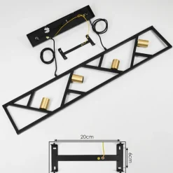 Suspension Maillard Noir, 4 lumières