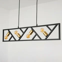 Suspension Maillard Noir, 4 lumières