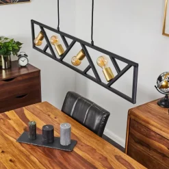 Suspension Maillard Noir, 4 lumières