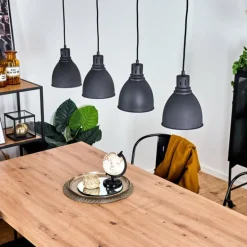 Suspension Malabe Bois foncé, Noir, 4 lumières