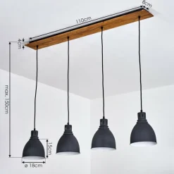 Suspension Malabe Bois foncé, Noir, 4 lumières