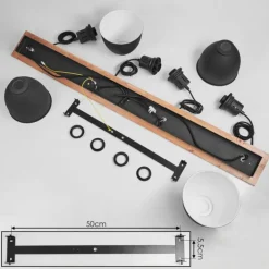 Suspension Malabe Bois foncé, Noir, 4 lumières