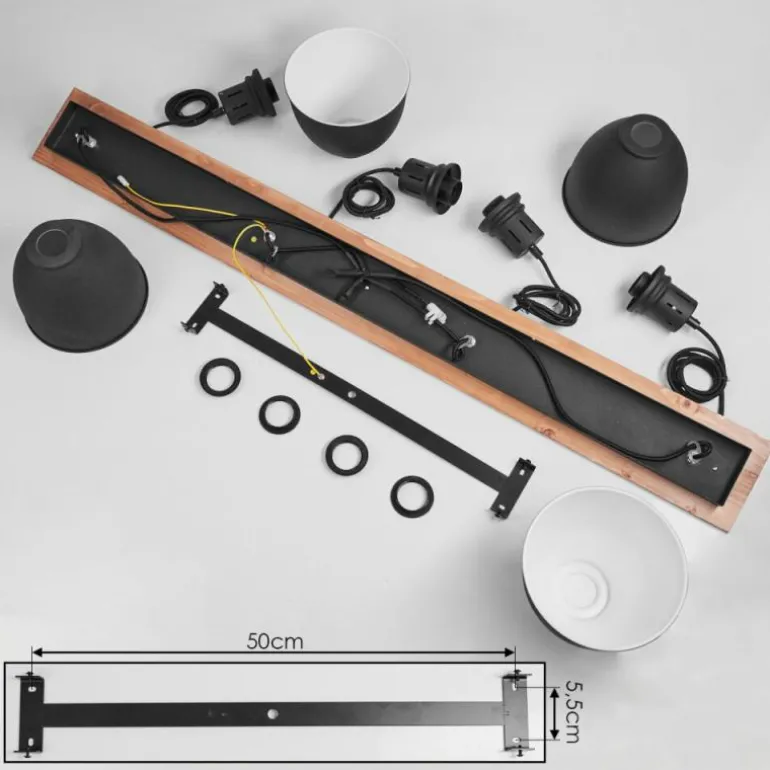 Suspension Malabe Bois foncé, Noir, 4 lumières