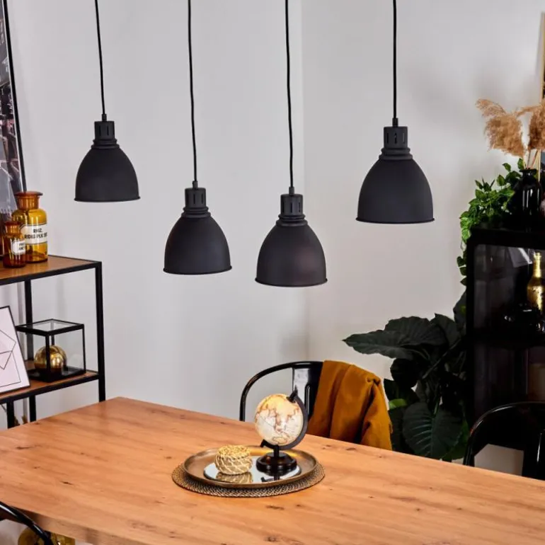 Suspension Malabe Bois foncé, Noir, 4 lumières