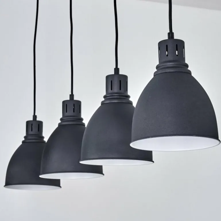Suspension Malabe Bois foncé, Noir, 4 lumières