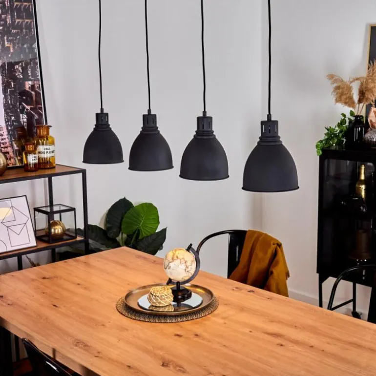 Suspension Malabe Bois foncé, Noir, 4 lumières