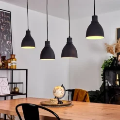 Suspension Malabe Bois foncé, Noir, 4 lumières