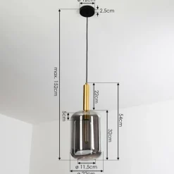 Suspension Maliali Gris, Laiton, 1 lumière