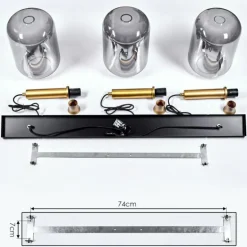 Suspension Maliali Laiton, Noir, 3 lumières