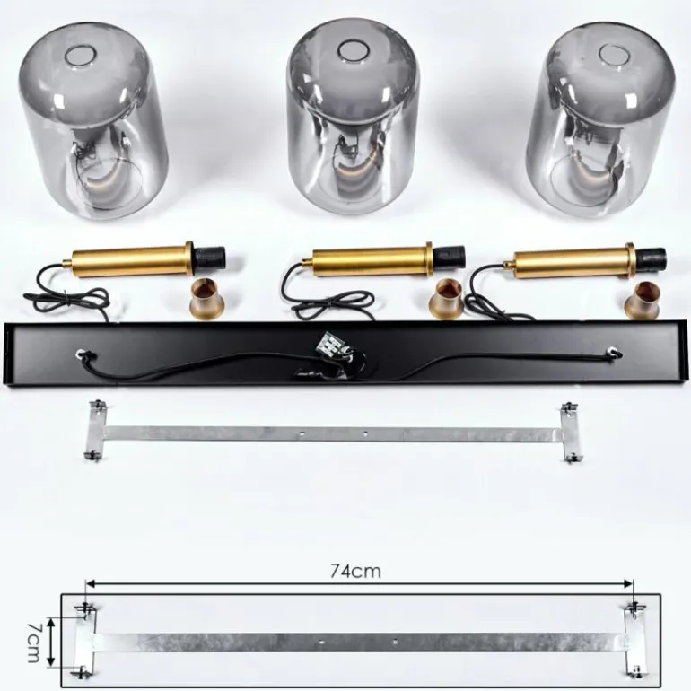 Suspension Maliali Laiton, Noir, 3 lumières