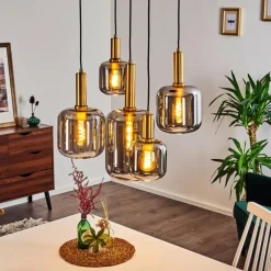 Suspension Maliali Or, Laiton, Noir, 5 lumières