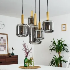 Suspension Maliali Or, Laiton, Noir, 5 lumières