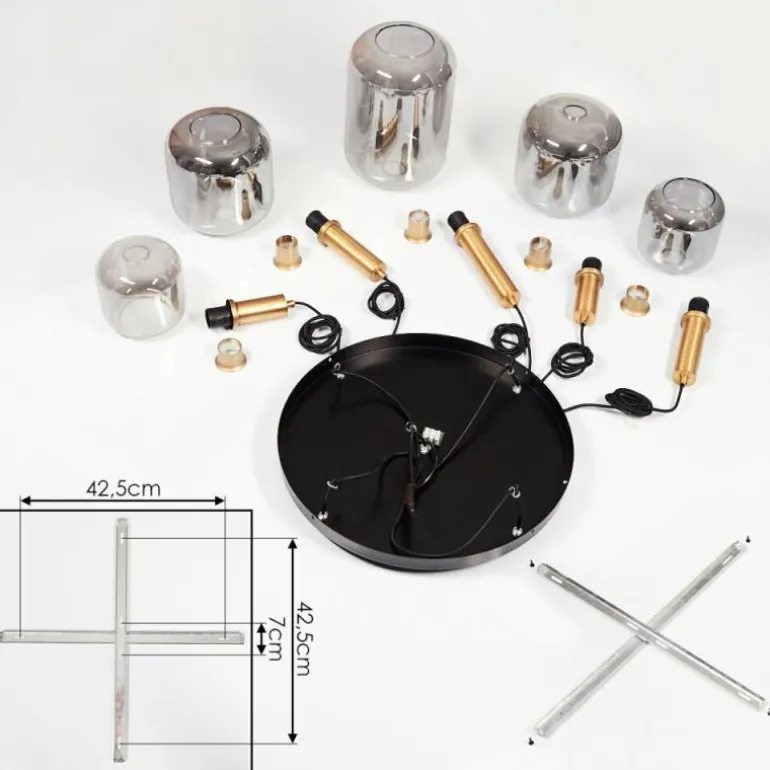 Suspension Maliali Or, Laiton, Noir, 5 lumières