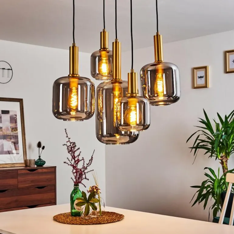 Suspension Maliali Or, Laiton, Noir, 5 lumières