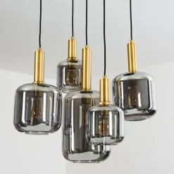 Suspension Maliali Or, Laiton, Noir, 5 lumières