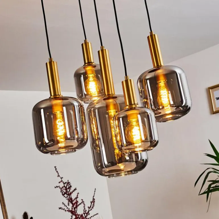 Suspension Maliali Or, Laiton, Noir, 5 lumières