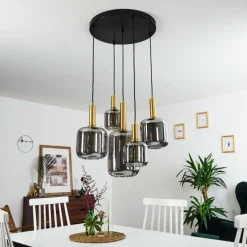 Suspension Maliali Or, Laiton, Noir, 5 lumières