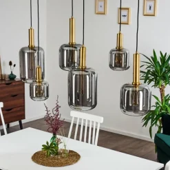 Suspension Maliali Or, Laiton, Noir, 6 lumières