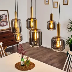 Suspension Maliali Or, Laiton, Noir, 6 lumières