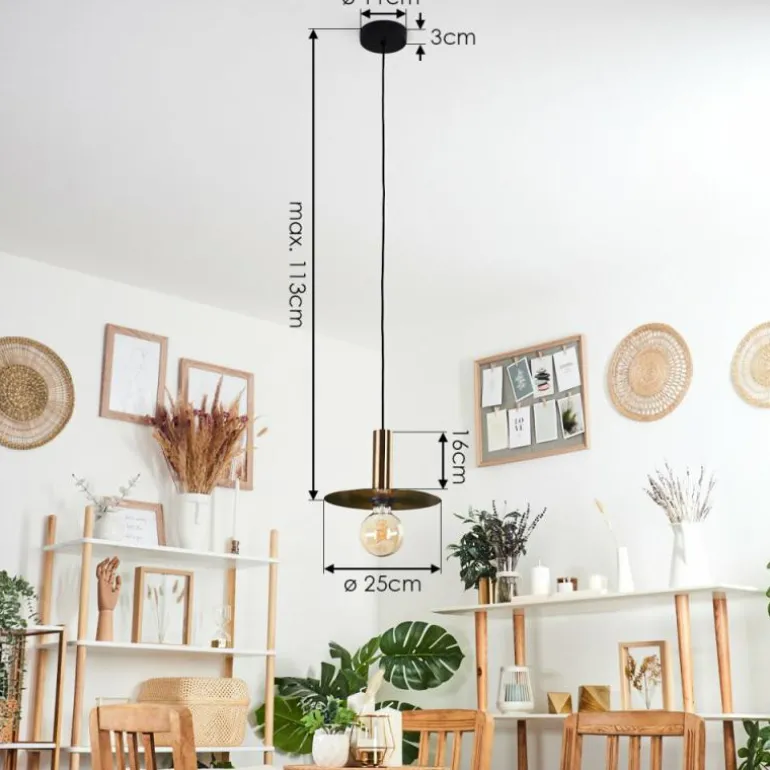 Suspension Mano Laiton, Noir, 1 lumière