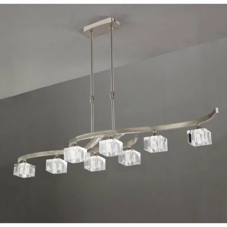 Suspension Mantra Cuadrax Nickel mat, 8 lumières