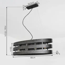 Suspension Maracoa Noir, 4 lumières