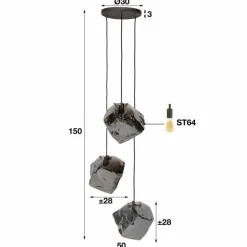 Suspension Marore Argenté, 3 lumières