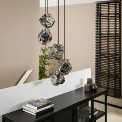 Suspension Marore Argent Oxydé, 5 lumières