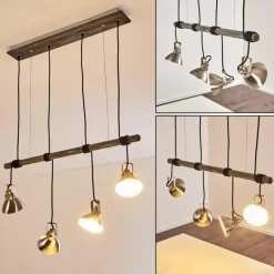 Suspension Medolden Brun, Nickel mat, 4 lumières