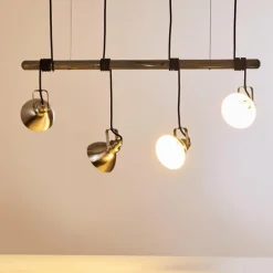 Suspension Medolden Brun, Nickel mat, 4 lumières