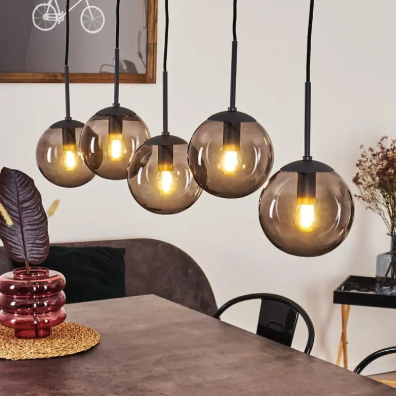 Suspension Mesas Noir, 5 lumières