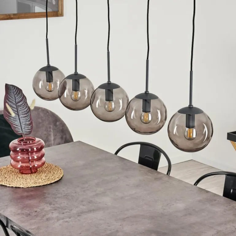 Suspension Mesas Noir, 5 lumières