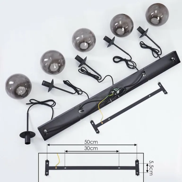 Suspension Mesas Noir, 5 lumières