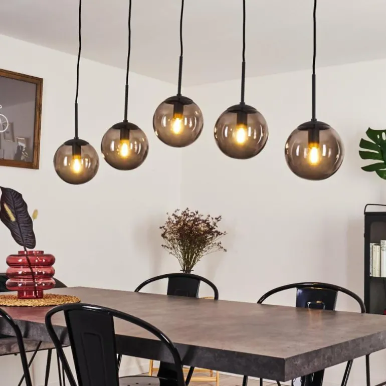 Suspension Mesas Noir, 5 lumières