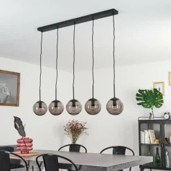 Suspension Mesas Noir, 5 lumières