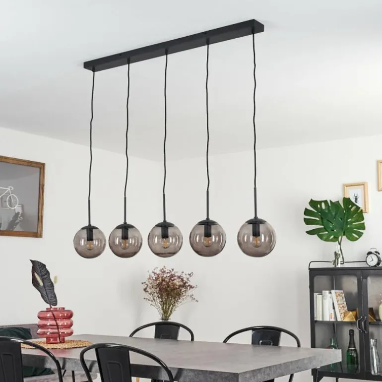 Suspension Mesas Noir, 5 lumières