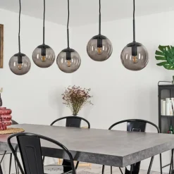 Suspension Mesas Noir, 5 lumières