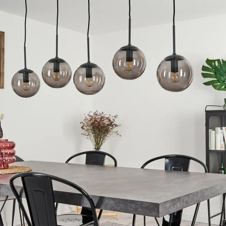 Suspension Mesas Noir, 5 lumières