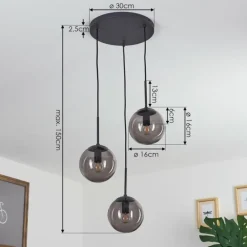 Suspension Mesas Noir, 3 lumières