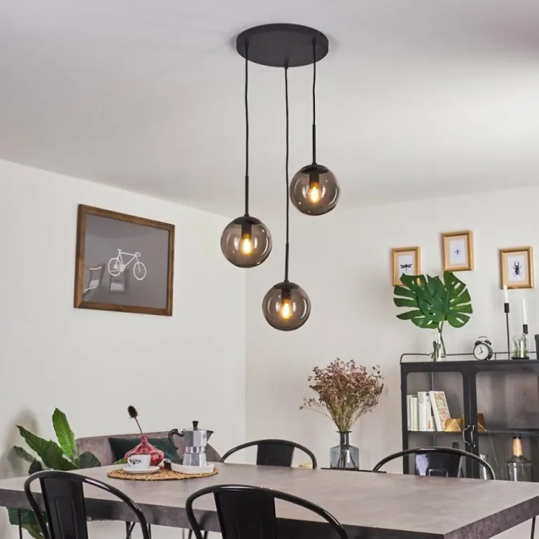 Suspension Mesas Noir, 3 lumières