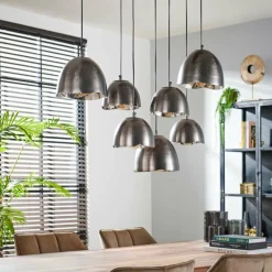 Suspension Mirror Nickel mat, Noir, 7 lumières