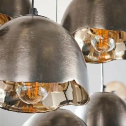 Suspension Mirror Nickel mat, Noir, 7 lumières