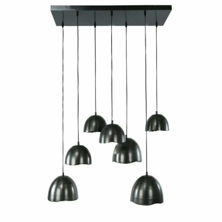 Suspension Mirror Nickel mat, Noir, 7 lumières