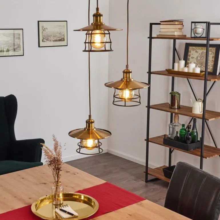 Suspension Moena Vieux laiton, Bronze, 3 lumières