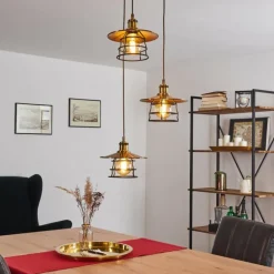 Suspension Moena Vieux laiton, Bronze, 3 lumières